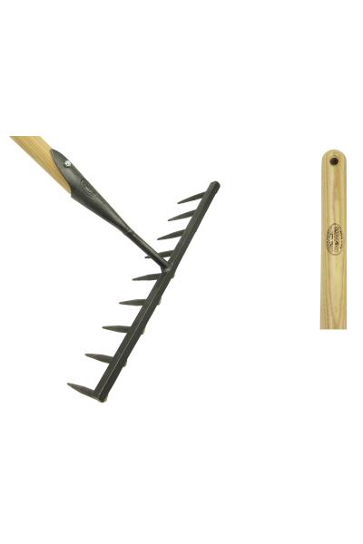 Moestuinhark met 9 tanden en lange steel