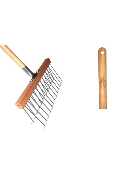 Lawn rake double row tines ash handle 1400mm