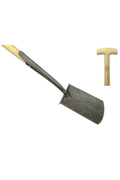 Zwanehals spade met lip en opstapjes essen steel 75cm