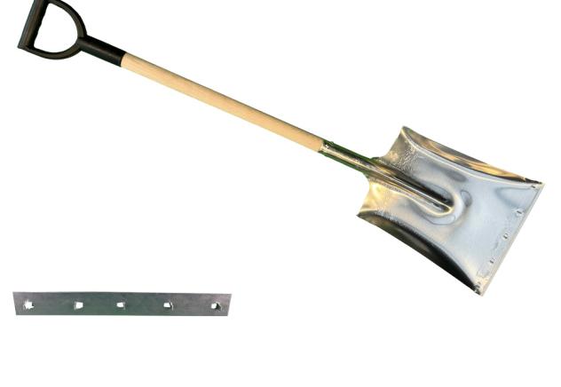 Aluminium ballastschop 28cm breed + slijtstrip met 80cm steel en kunststof D greep