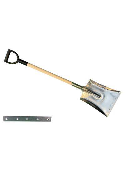 Aluminium ballastschop 28cm breed + slijtstrip met 80cm steel en kunststof D greep