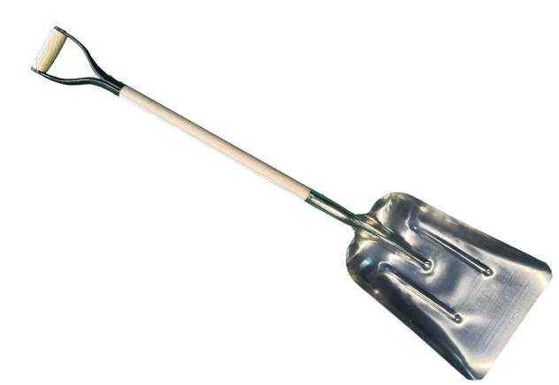 Aluminium graanschop 31cm breed met 90cm steel en metalen D greep