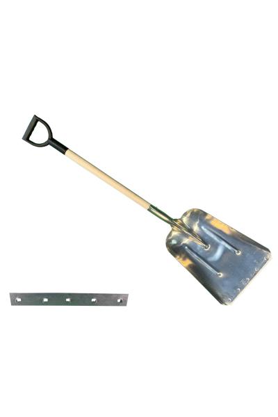 Aluminium graanschop 31cm breed + slijtstrip met 80cm steel en kunststof D greep