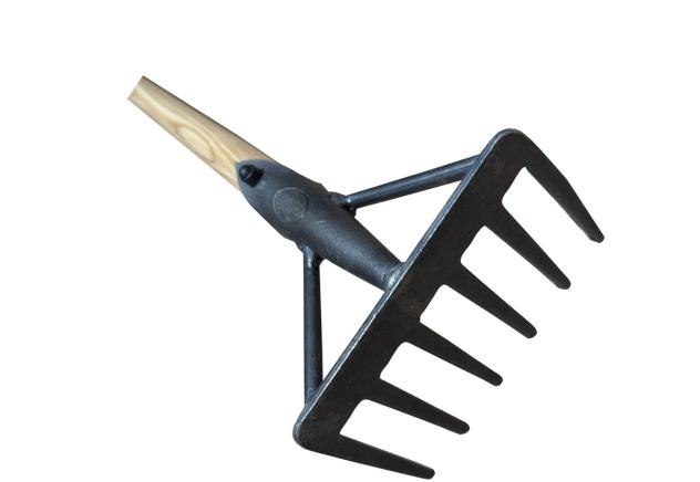 Tuinhark 6 tands verstevigd met geharde tanden rechte steel 1550mm