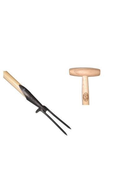 Weeding fork 2 prong ash T-handle 800mm