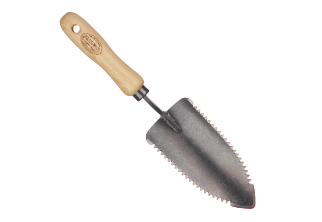 Plantschepje 'welldone' met dubbele kartelrand essen handvat 140mm