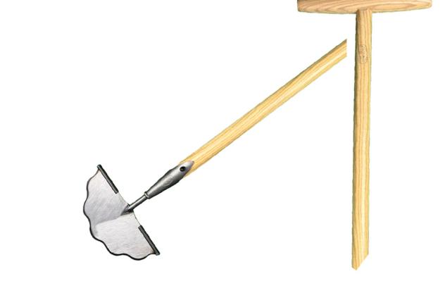 Graskantsteker gesmeed met golfsnede essen steel 850mm