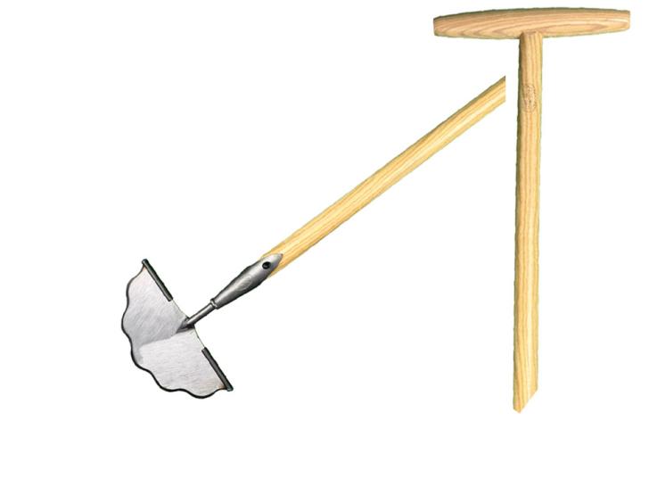 Graskantsteker gesmeed met golfsnede essen steel 850mm