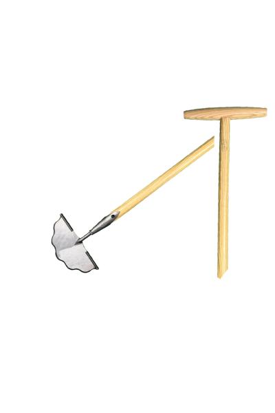 Graskantsteker gesmeed met golfsnede essen steel 850mm