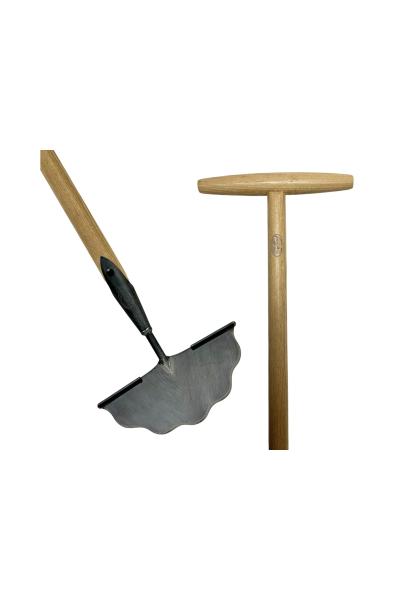 Graskantsteker gesmeed met golfsnede essen steel 850mm